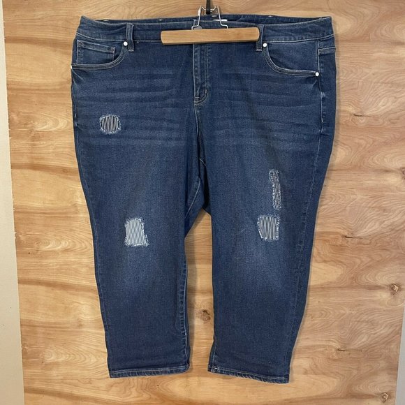 lane bryant womens sz 24 mid rise girlfriend crop - Picture 2 of 8